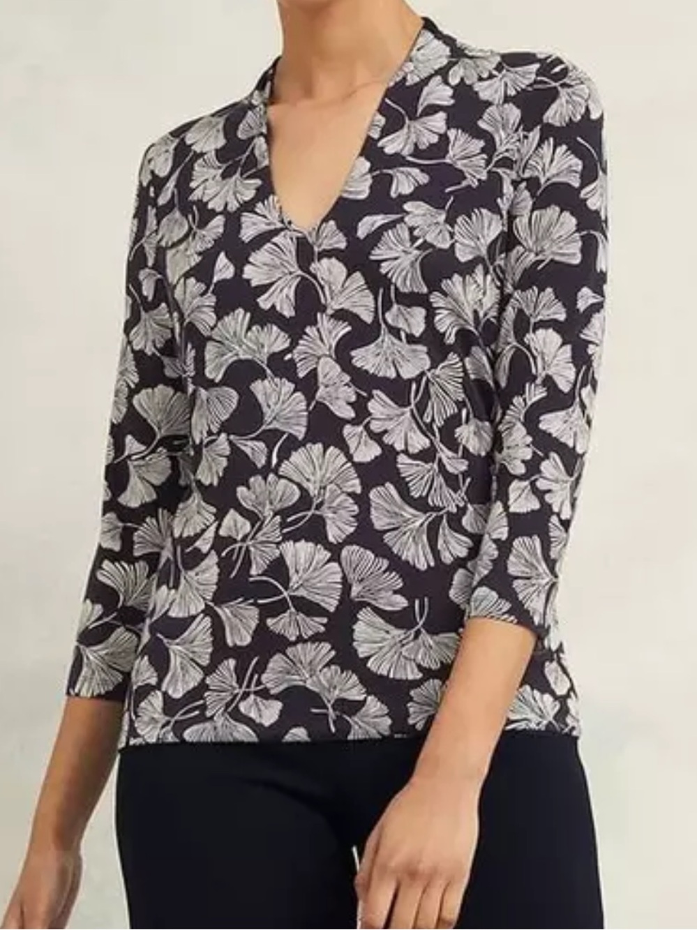 Hobbs London Aimee printed top black white medium